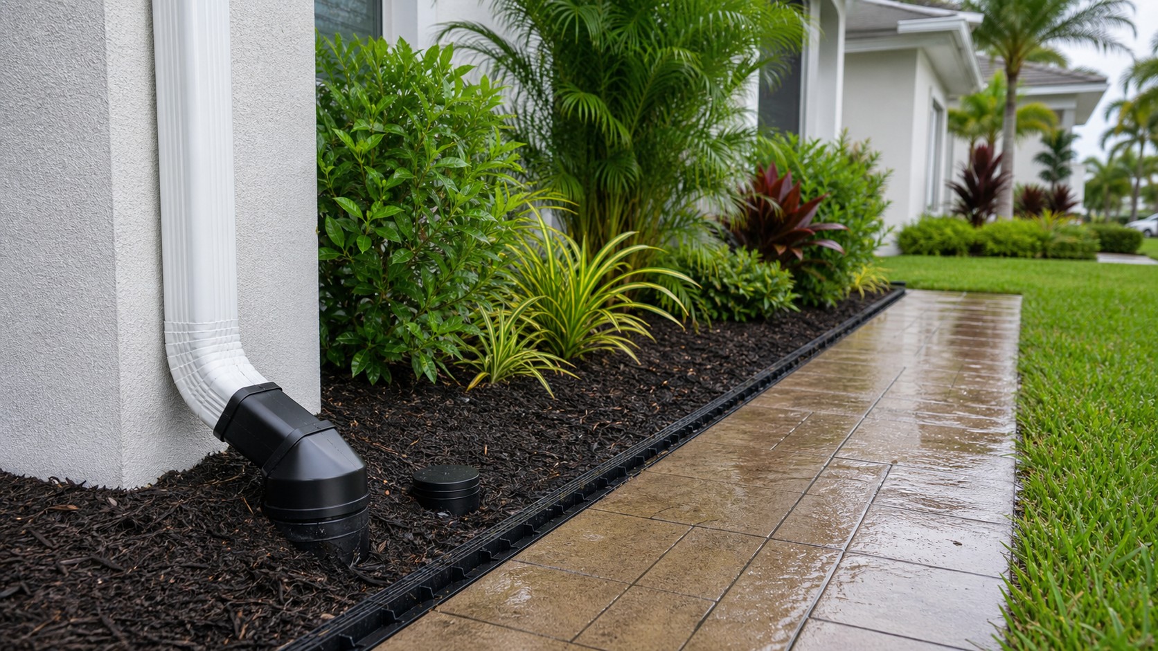 Downspout Runoff Problems in Florida Yards drainage visual in Cape Coral